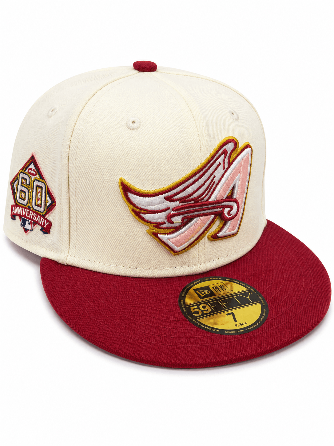 Anaheim Angels New Era 60th Anniversary Cream Maroon Two-Tone