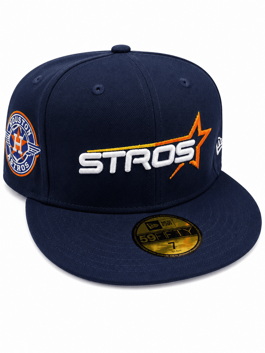 Houston Astros New Era Cooperstown Script Wordmark Navy Orange